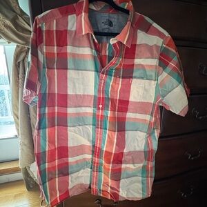 The North Face Men's Red and Green Plaid Shirt
